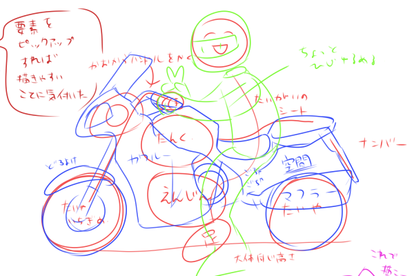 最近気づいたバイクの描き方 イラスト