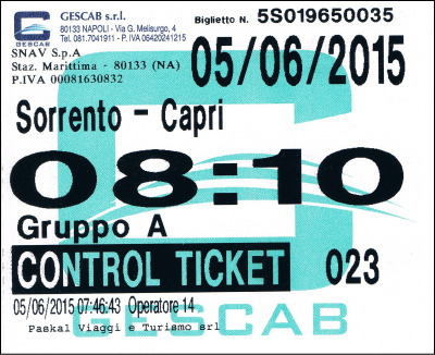 Cソレント～カプリ島の乗船チケット